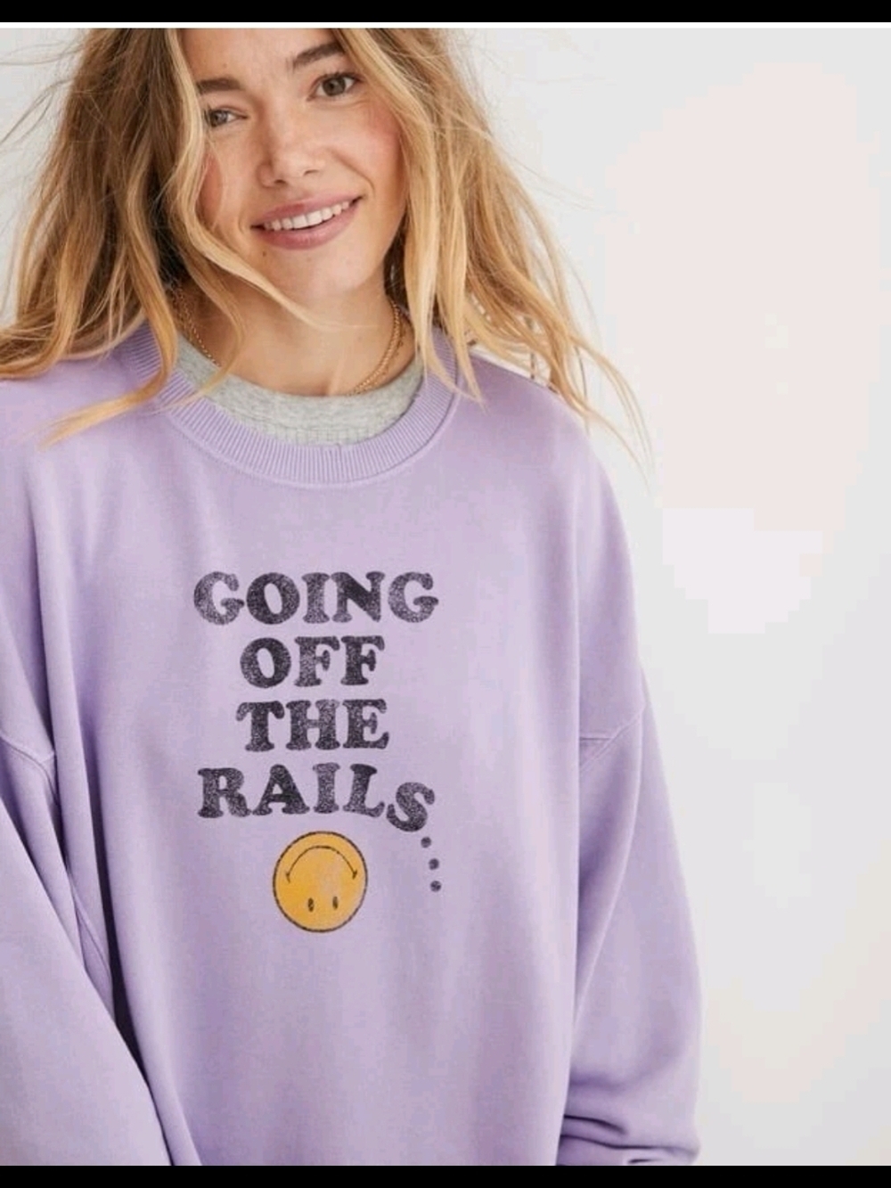 Aerie Crewneck Pullover Going Off The Rails Graphic Oversized Sweatshirt